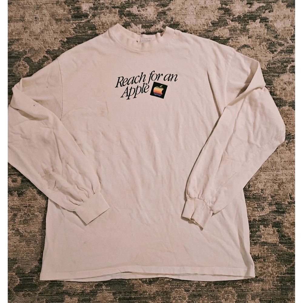Vintage Reach For An Apple Shirt XL Computer Steve Jobs Wozniak Macintosh Window